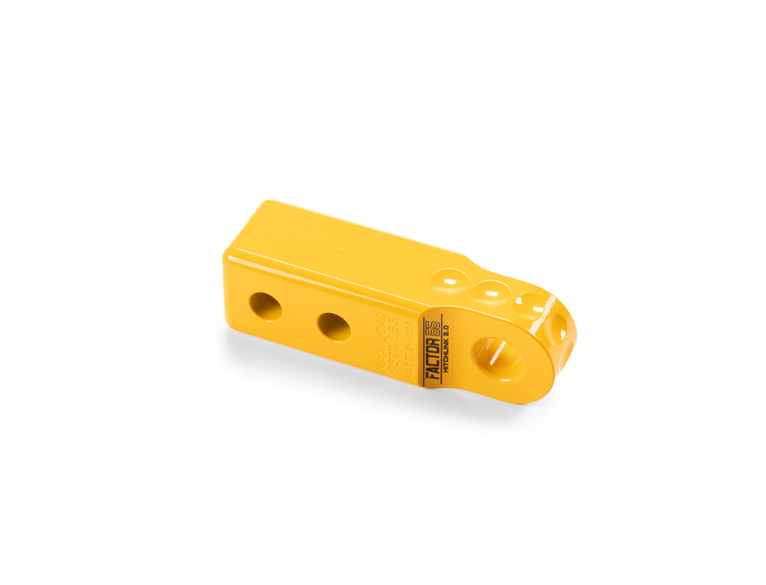 Factor 55 HitchLink 2.0 for 2-Inch Receivers – Yellow Aluminum Recovery Shackle Mount