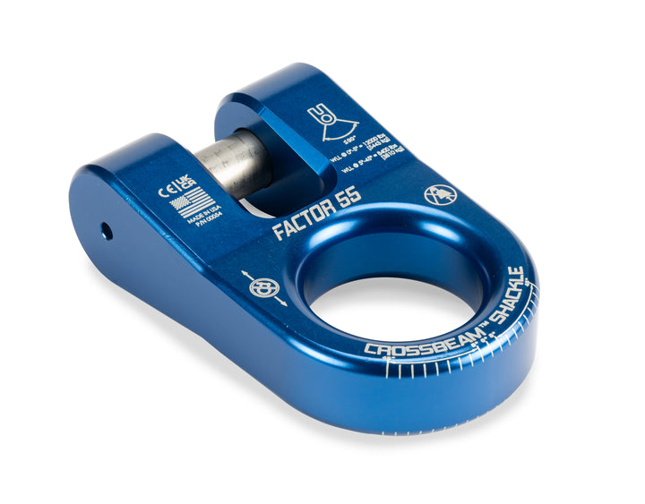 Factor 55 Crossbeam Shackle Blue - 00054-02 | Heavy-Duty Aluminum Recovery Shackle