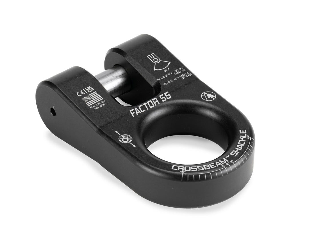 Factor 55 Crossbeam Shackle Black - Heavy-Duty Aluminum Recovery Equipment