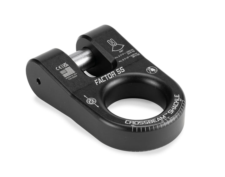 Factor 55 Crossbeam Shackle Black - Heavy-Duty Aluminum Recovery Equipment
