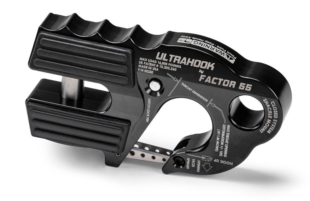 Factor 55 Ultrahook Winch Hook with Shackle Mount - Black