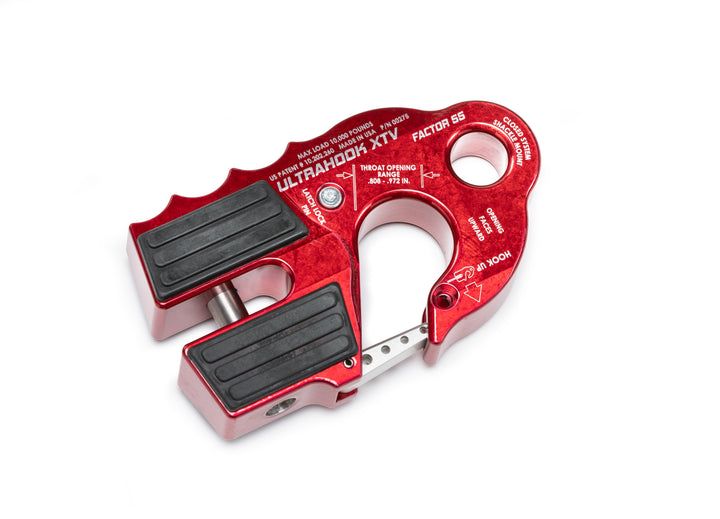 Factor 55 Ultrahook XTV Winch Hook with Shackle Mount – Red