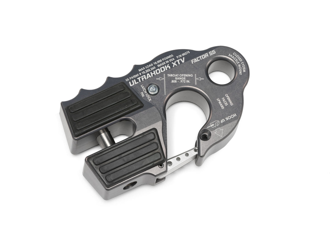 Factor 55 Ultrahook XTV Winch Hook with Shackle Mount – Gray