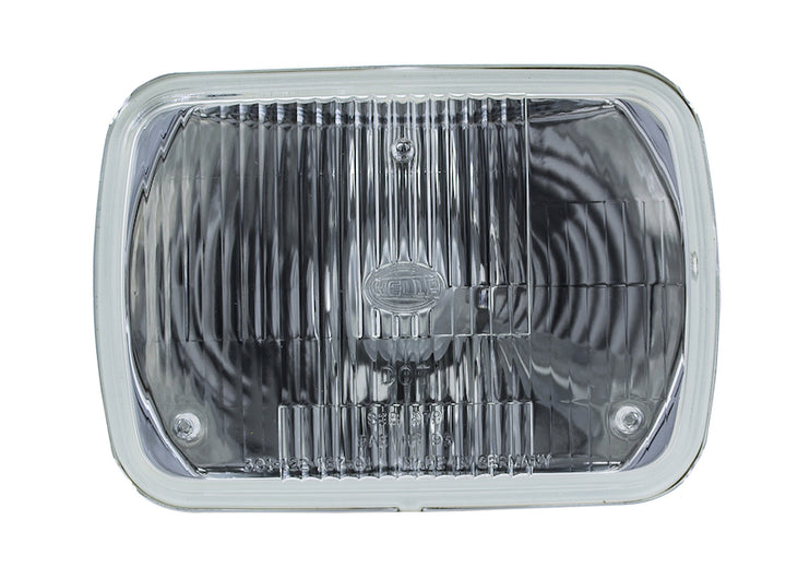 Hella Headlight with HB2 Bulb Type, Chrome/Black Housing, 12V, SAE Approved