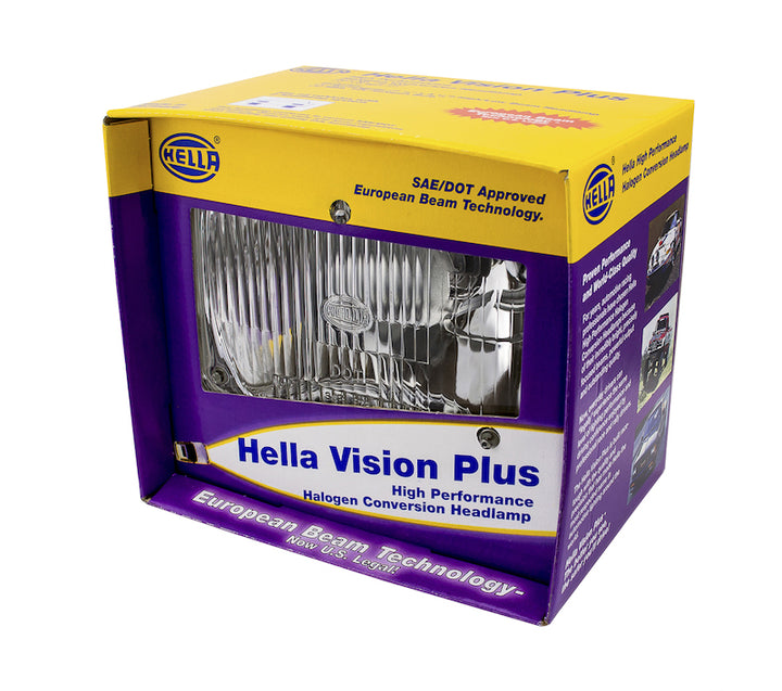 Hella Headlight with HB2 Bulb Type, Chrome/Black Housing, 12V, SAE Approved