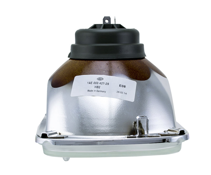 Hella Headlight with HB2 Bulb Type, Chrome/Black Housing, 12V, SAE Approved