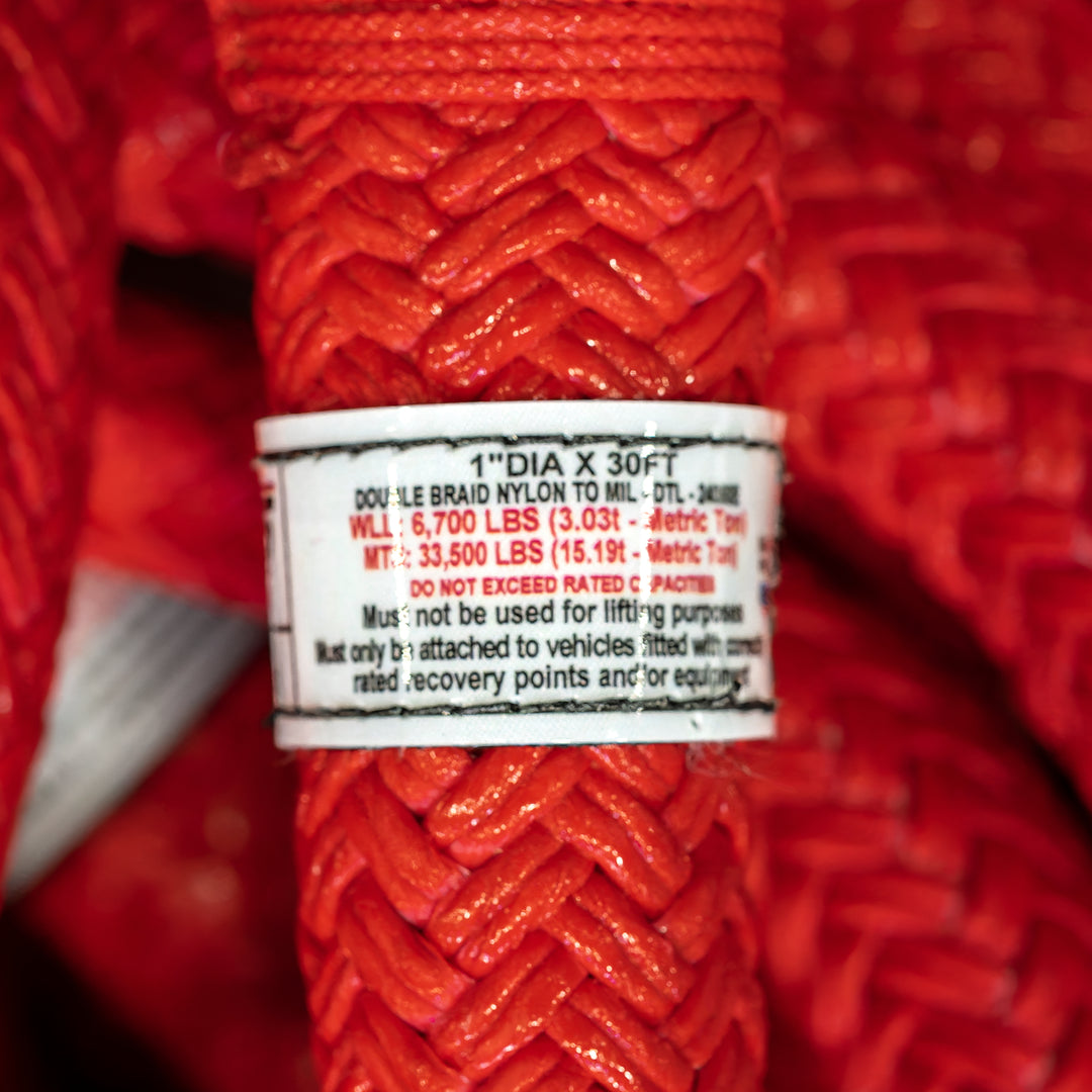 Factor 55 Extreme Duty Kinetic Energy Rope 1 inch x 30 ft, Red Nylon
