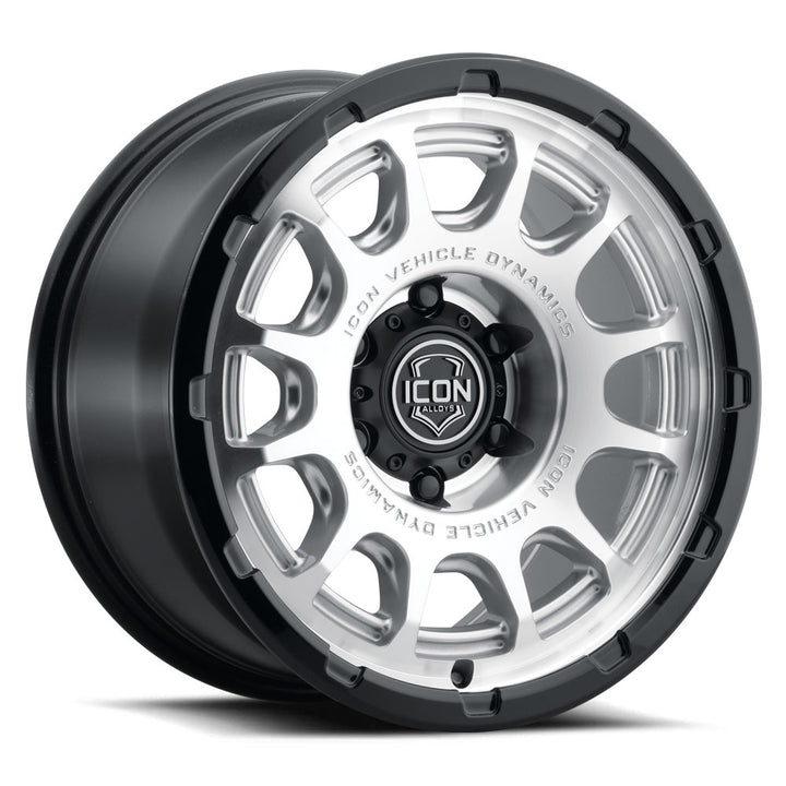 ICON Alloys Rancho, Silver Machined w/ Gloss Black Lip, 17 x 8.5 / 6 x 135, 6mm Offset, 5" Backspace