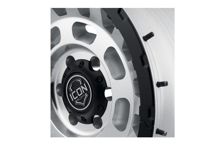 ICON Alloys Hammer Pro, Silver Machined, 17 x 8.5 / 5 x 5, -6mm Offset, 4.5" BS