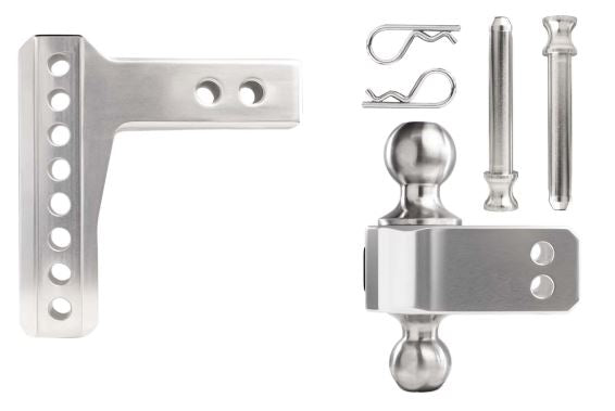 BulletProof 2.0" Aluminum Medium Duty 4" Drop/Rise Hitch - Stainless Ball