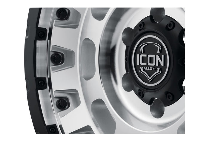 ICON Alloys Hammer Pro, Silver Machined, 17 x 8.5 / 5 x 5, -6mm Offset, 4.5" BS