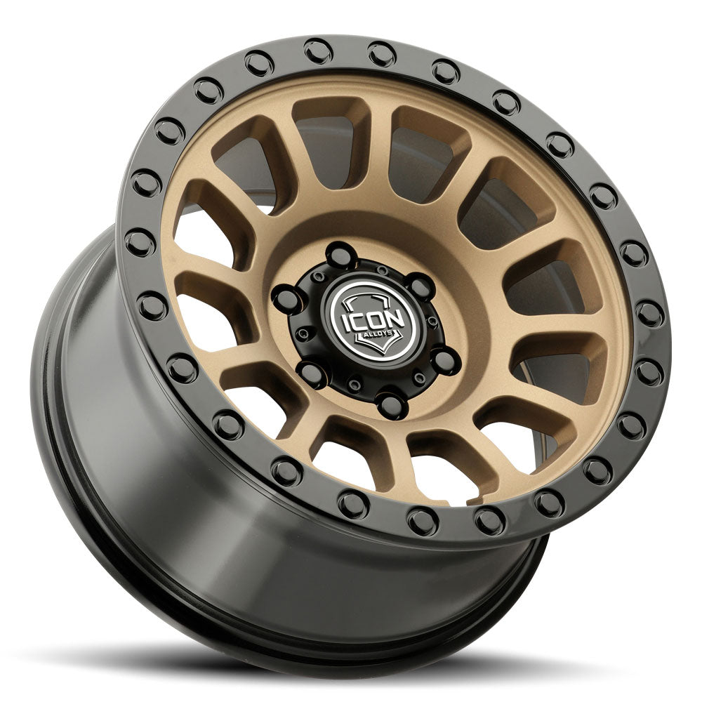 ICON Alloys Hulse, Satin Bronze w/ Gloss Black Lip & Bolts, 18 x 9 / 6 x 5.5, 0mm Offset, 5" Backspace
