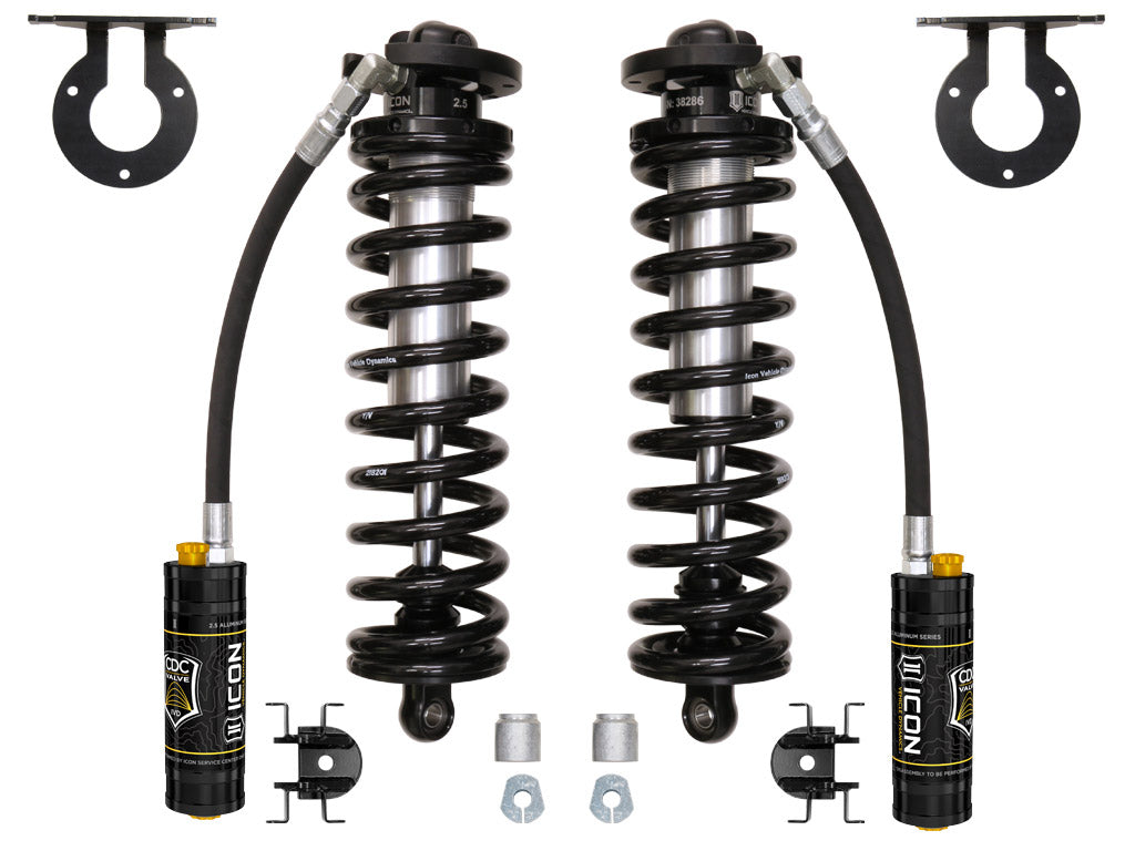 ICON 2005-2023 Ford F-250/F-350 Super Duty 4WD, 2.5-3” Lift, V.S. 2.5 Series Coilover Conversion Kit, Remote Reservoir w/ CDCV, w/ Caster Cams