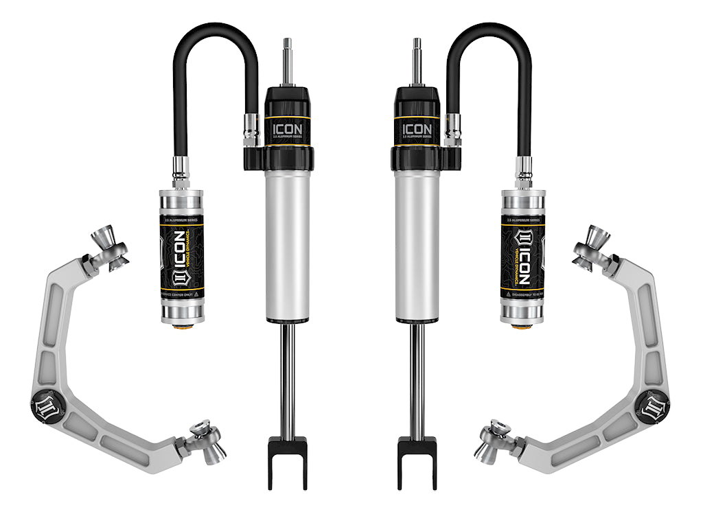 ICON 2020-2026 GM 2500/3500 HD, 0-2” Lift, V.S. 2.5 Aluminum Series Shock System, Remote Reservoir, Billet