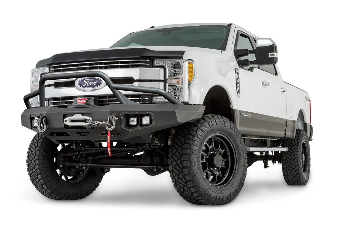 Warn Ascent Bumper with Prerunner Guard for Ford Super Duty (2017-2022 F-250/F-350) – Black Steel, Winch Compatible