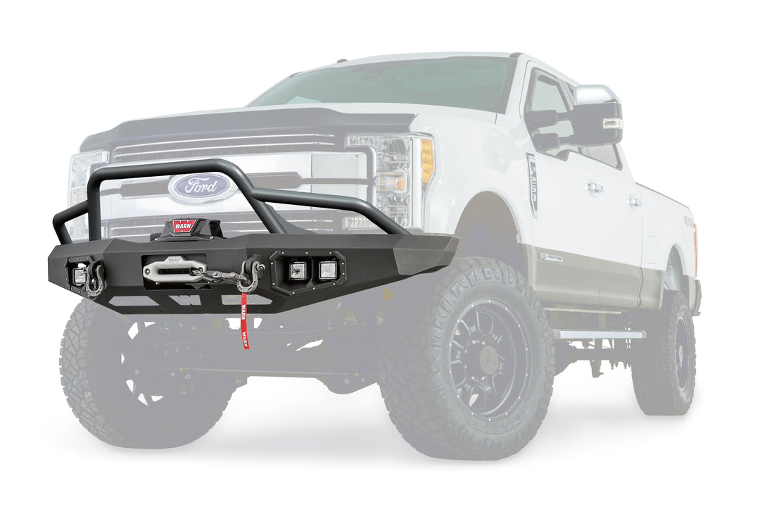Warn Ascent Bumper with Prerunner Guard for Ford Super Duty (2017-2022 F-250/F-350) – Black Steel, Winch Compatible