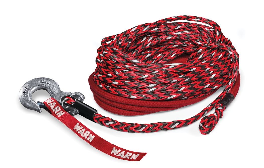 Warn Spydura Nightline Synthetic Rope 3/8 inch x 100 ft with Forged Hook and Anchor Kit