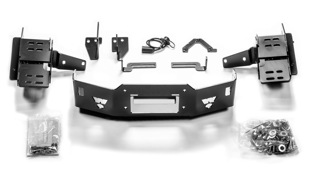 Warn Hidden Winch Mount for Ford Super Duty – Black Steel Semi-Hidden Bumper with Hardware