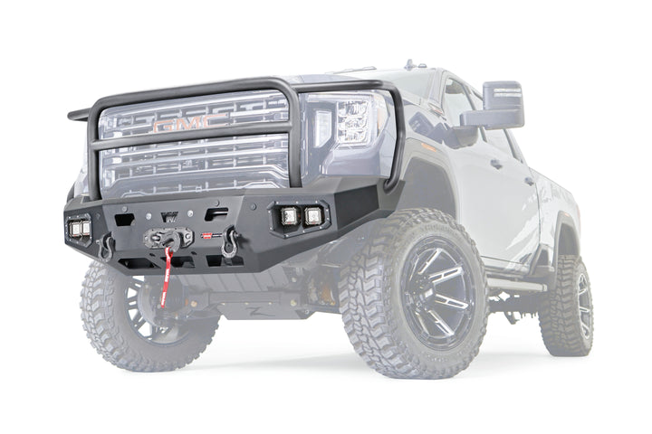 Warn Ascent HD Bumper with Full Grille Guard for Chevy Silverado 2500/3500 HD (2020-2023) with Large-Frame Winch Compatibility