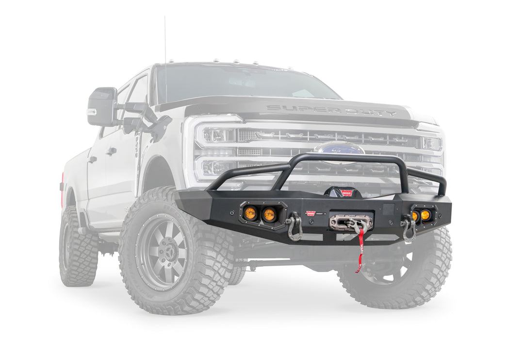 Warn Ascent Bumper with Prerunner Guard for Ford Super Duty 2023+ - Steel, Black