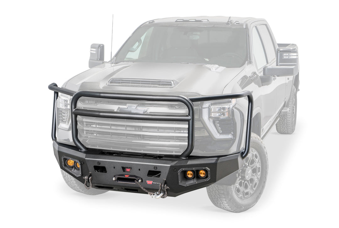Warn Ascent HD Bumper with Prerunner Guard for Chevy Silverado 2500/3500 HD (2024-2026) with Large-Frame Winch Compatibility