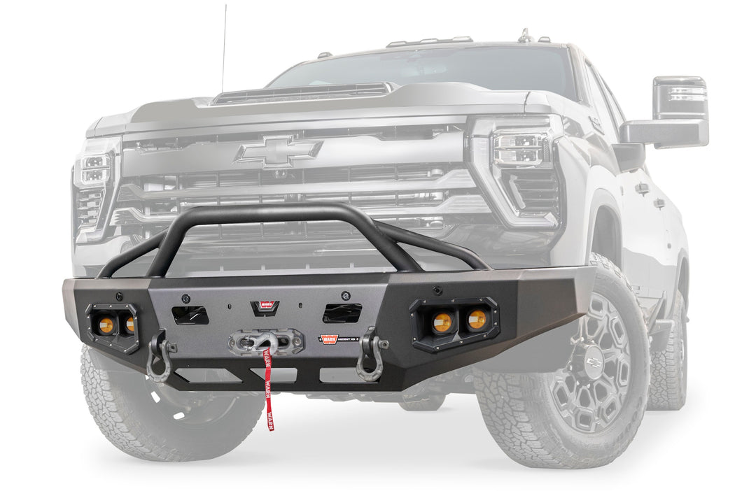 Warn Ascent HD Bumper with Prerunner Guard for Chevy Silverado 2500/3500 HD (2024-2026) with Winch Mounting and Lighting Ports