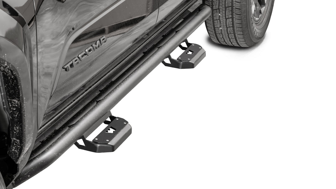 Warn Rocker Sliders for 4th Gen Toyota Tacoma, Steel Bolt-On Protection Set