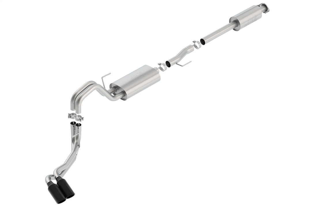 Borla Cat-Back Exhaust System for 2015-2020 Ford F-150 with 2.7L/3.5L EcoBoost and 5.0L V8 – S-Type Sound, Black Chrome Tips