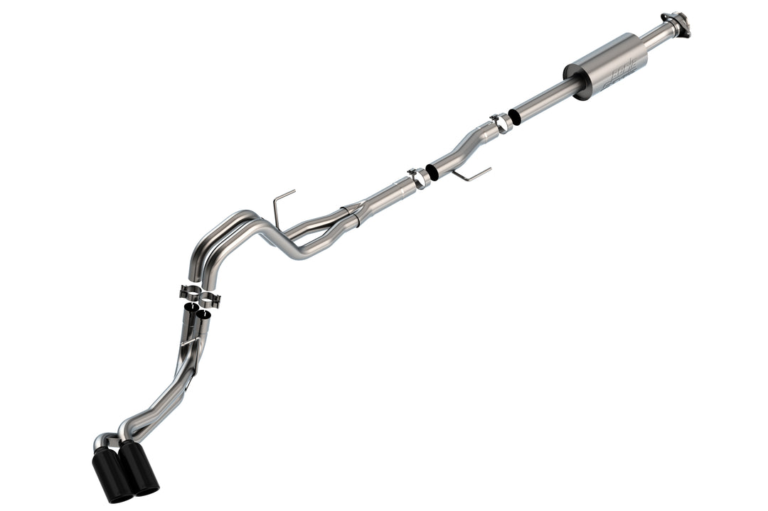 Borla 140871BC Cat-Back Exhaust System for Ford F-150 2.7L/3.5L V6 - S-Type Sound with Dual Side Exit and Black Chrome Tips