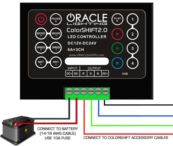 Oracle Lighting 1706-504 ColorSHIFT V2.0 LED Controller with Wireless Remote and Expandable Power