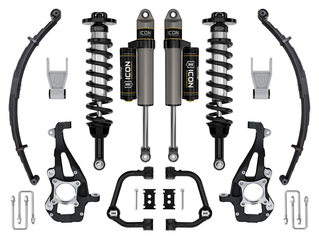 ICON 2021-2026 Ford F-150 4WD, 3.5-4.5" Lift, Stage 2 Suspension System, Tubular, w/ Leaf Packs