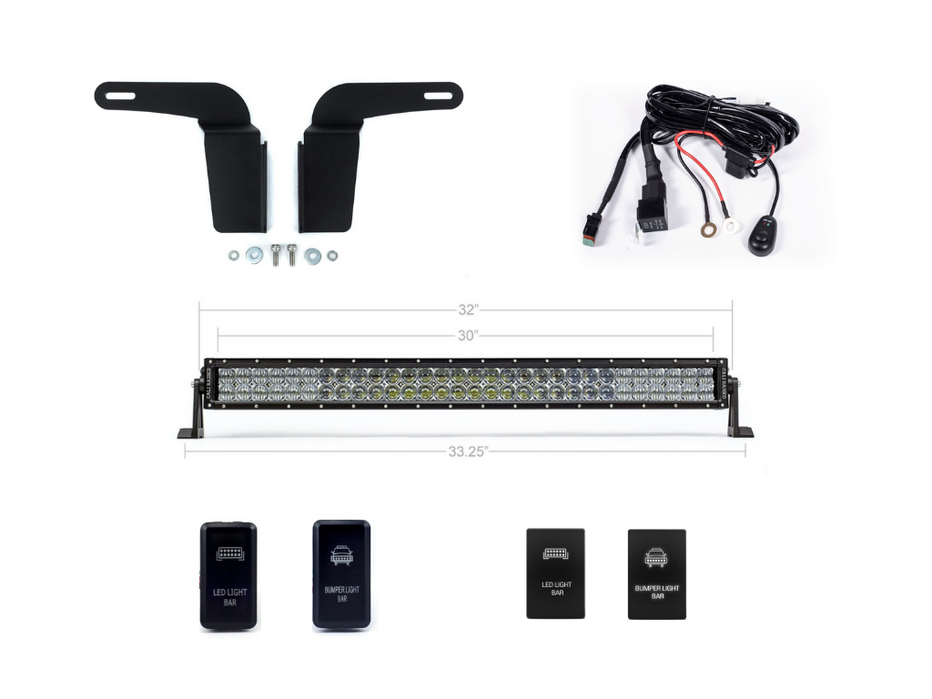 32" Lower Bumper Hidden LED Light Bar Brackets Kit For 2003-2009 Toyota 4Runner