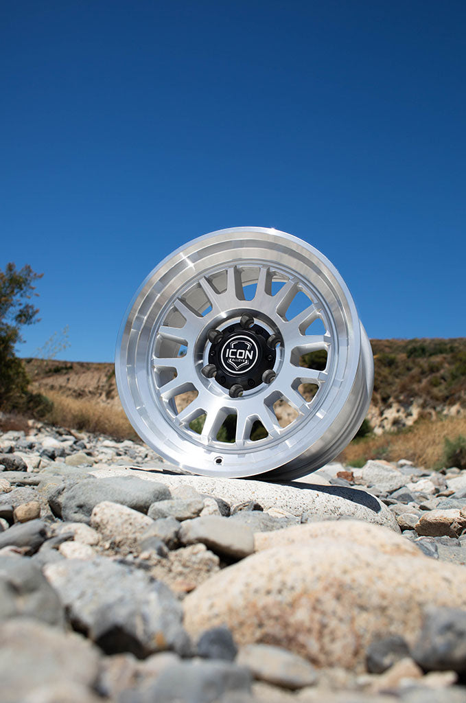 ICON Alloys Anza, Silver Machined, 17 x 8.5 / 6 x 135, 6mm Offset, 5" Backspace