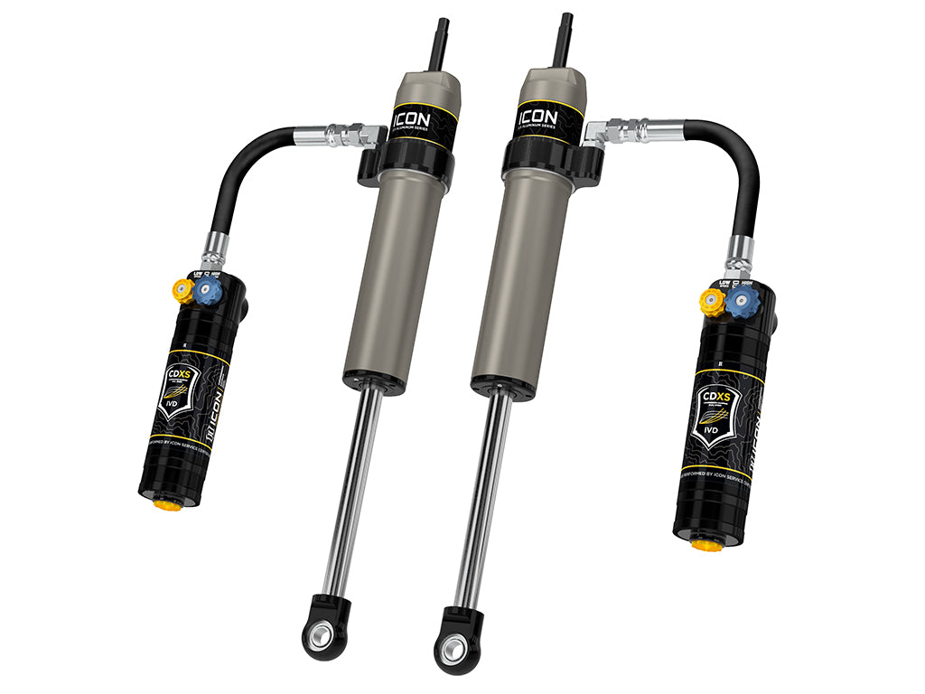 ICON 2005-2023 Toyota Tacoma, 0-1.5” Lift, Rear, V.S. 2.5 Aluminum Series Shock Absorbers, Remote Reservoir w/ CDXS, Pair