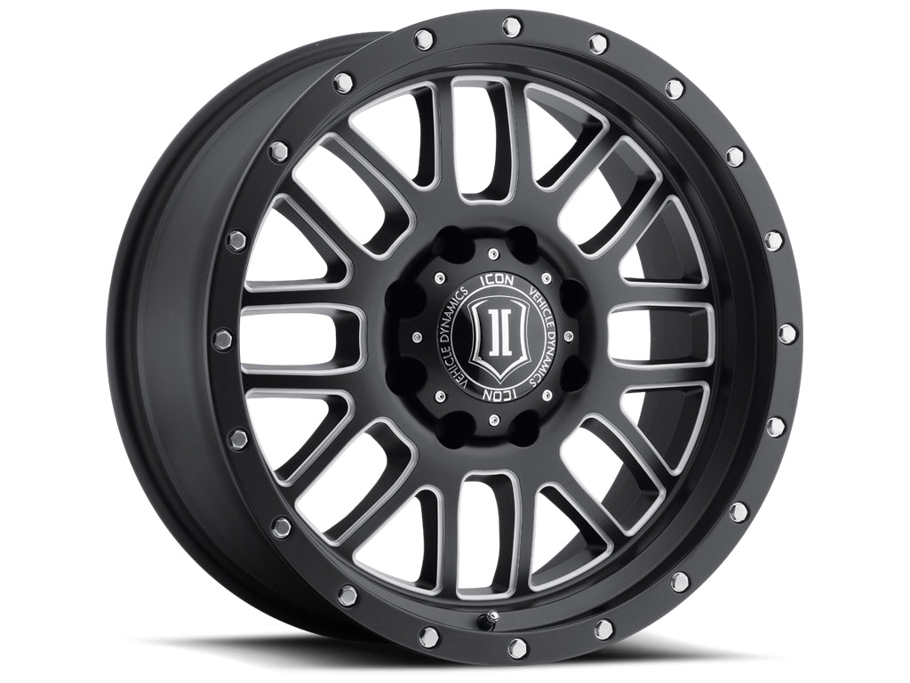 ICON Alloys Alpha, Satin Black, Milled Windows, 20x9 / 8x6.5, 19mm Offset, 5.75" Backspace