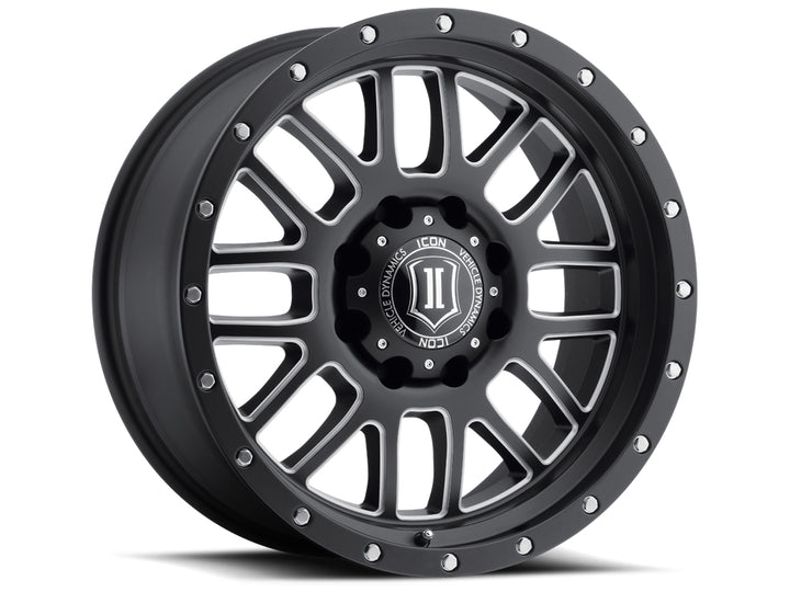 ICON Alloys Alpha, Satin Black, Milled Windows, 20x9 / 8x6.5, 19mm Offset, 5.75" Backspace