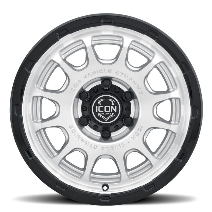 ICON Alloys Rancho, Silver Machined w/ Gloss Black Lip, 17 x 8.5 / 5 x 5, -6mm Offset, 4.5" Backspace