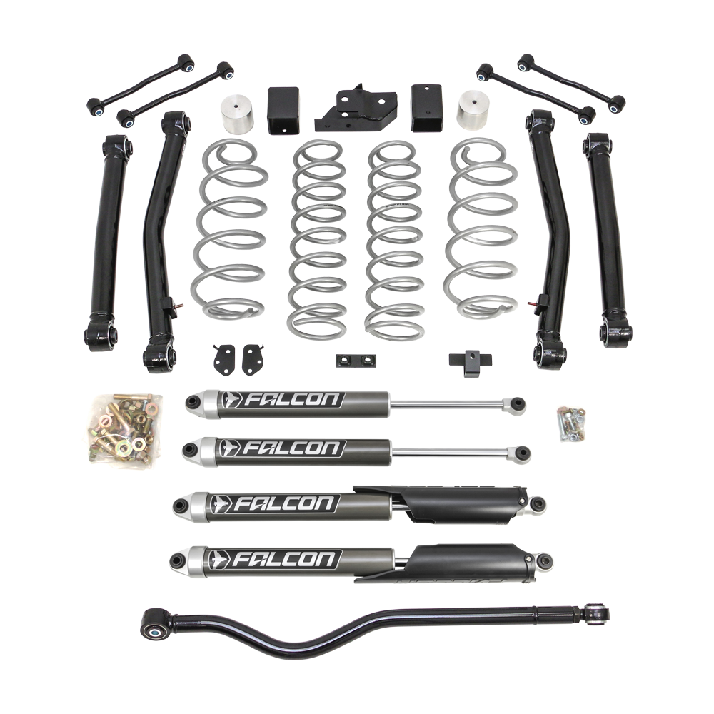 ReadyLift Terrain Flex 4-Arm Coil Spring Lift Kit for Jeep JL Wrangler – 3.5 Inch Front and Rear Lift with Falcon Series 2.1 Shocks