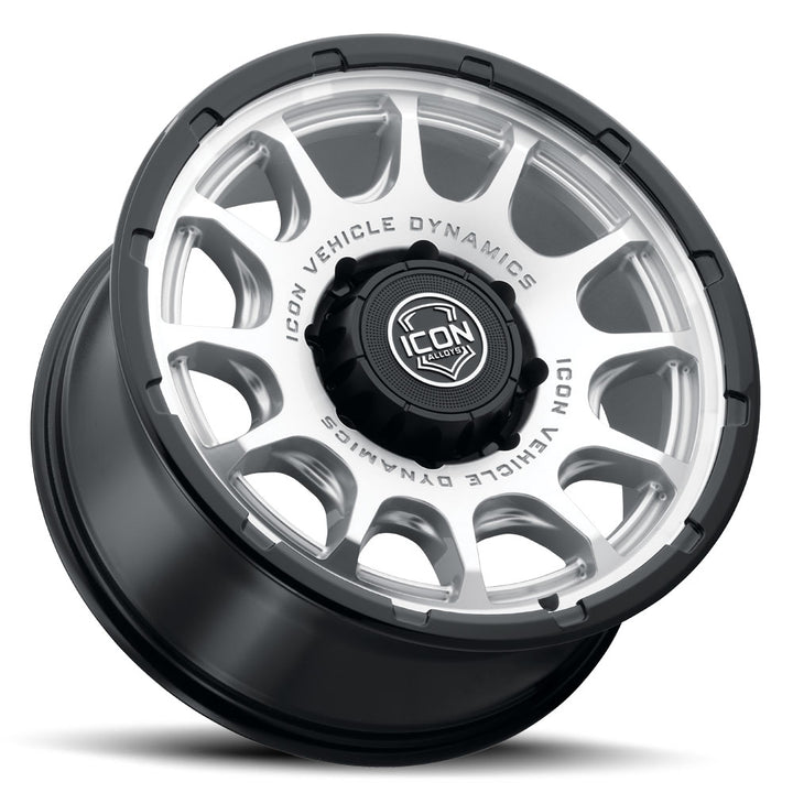 ICON Alloys Rancho, Silver Machined w/ Gloss Black Lip, 20 x 9 / 8 x 170, 6mm Offset, 5.25" Backspace