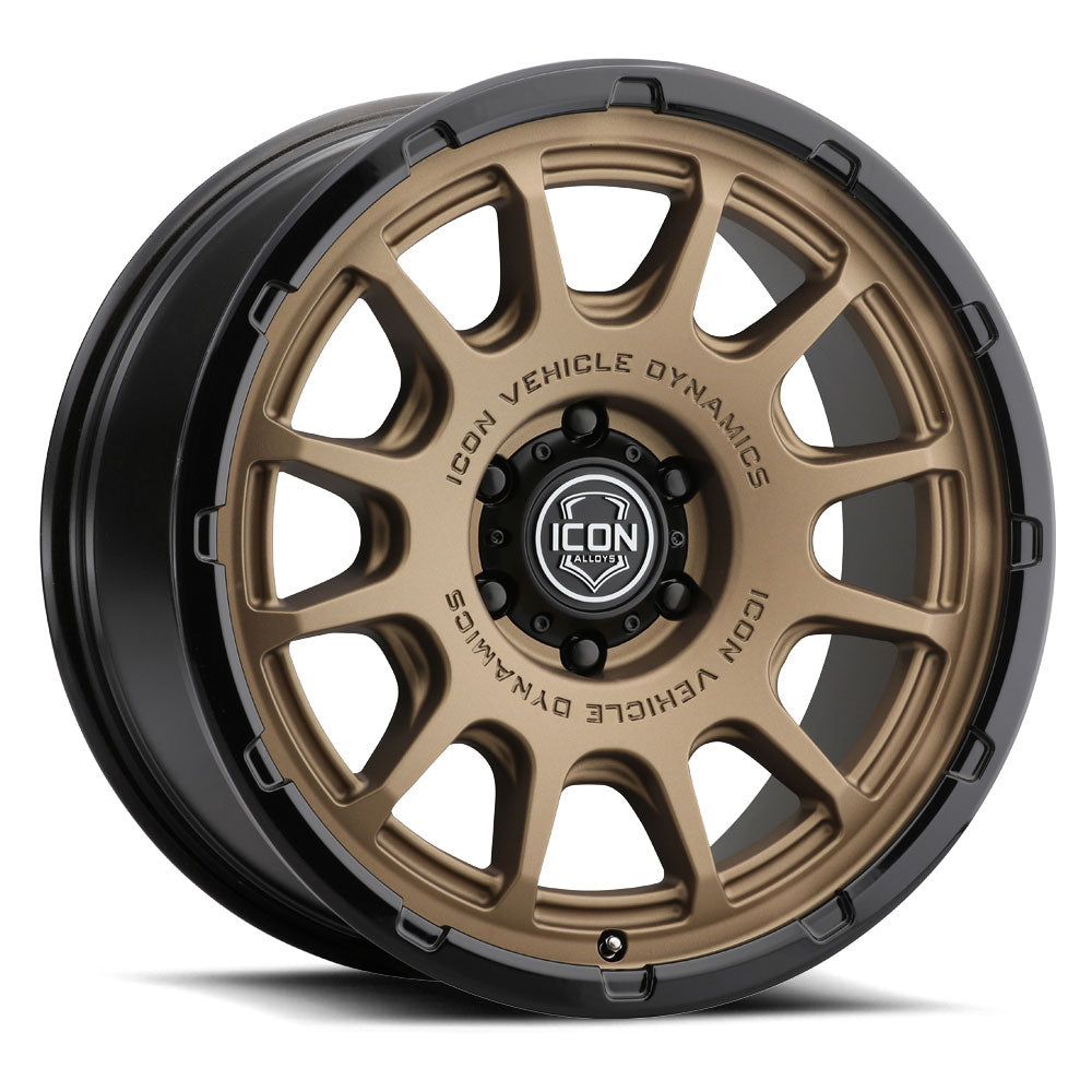 ICON Alloys Rancho, Satin Bronze w/ Gloss Black Lip, 20 x 9 / 6 x 5.5, 16mm Offset, 5.625" BS