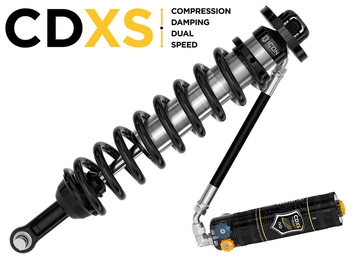 ICON 2021-2026 Ford Bronco, Front, 1.5-4” Lift, V.S. 2.5 Series Coilover Kit, Remote Reservoir w/ CDXS, Pair