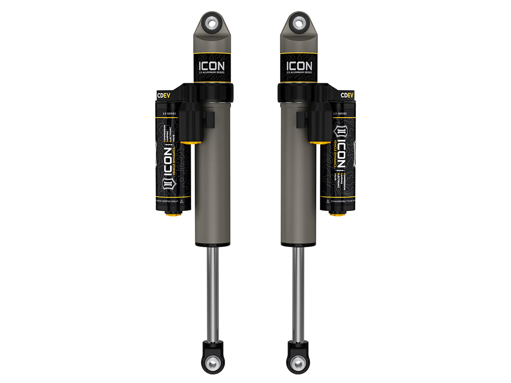 ICON 2021-2026 Ford F-150 2WD, 0-1" Lift, Rear, V.S. 2.5 Aluminum Series Shock Absorbers, Piggyback Reservoir w/ CDEV, Pair