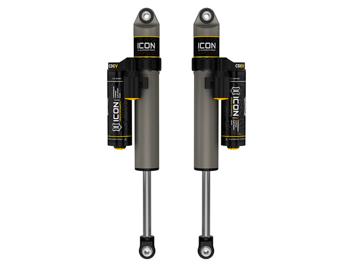 ICON 2021-2026 Ford F-150 2WD, 0-1" Lift, Rear, V.S. 2.5 Aluminum Series Shock Absorbers, Piggyback Reservoir w/ CDEV, Pair
