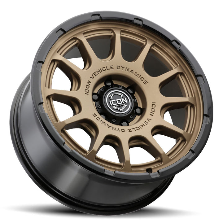 ICON Alloys Rancho, Satin Bronze w/ Gloss Black Lip, 20 x 9 / 6 x 5.5, 16mm Offset, 5.625" BS