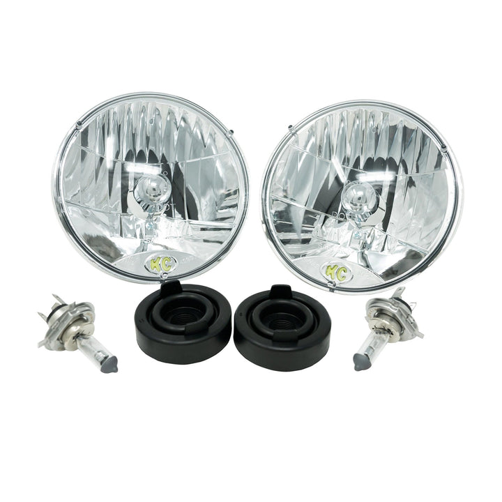 KC HiLiTES 7-inch H4 Halogen Headlight Pair for Jeep Wrangler TJ (1997-2006)
