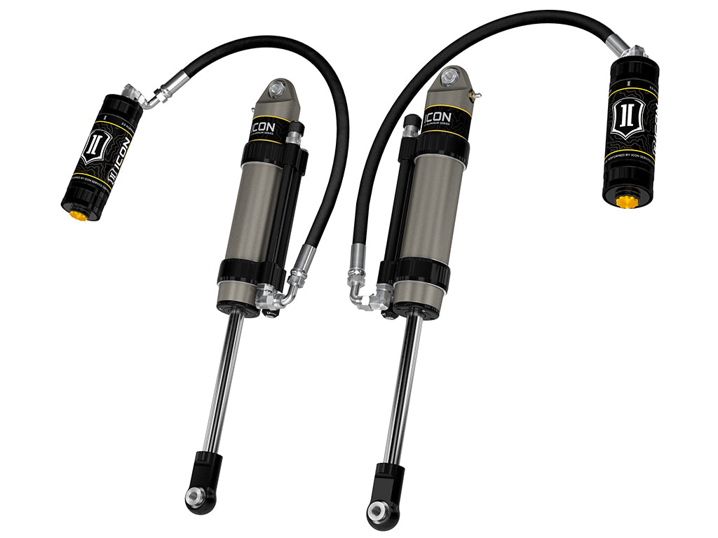ICON 2005-2023 Toyota Tacoma/2003-2024 4Runner/2007-2014 FJ Cruiser/2003-2009 Lexus GX470, Front, V.S. 2.5 Aluminum Series Shock Absorbers, S2 Secondary Shocks, Omega Bypass Remote Reservoir, Pair