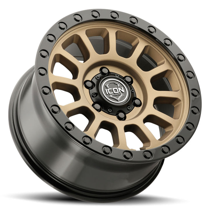 ICON Alloys Hulse, Satin Bronze w/ Gloss Black Lip & Bolts, 17 x 8.5 / 6 x 5.5, 25mm Offset, 5.75" Backspace