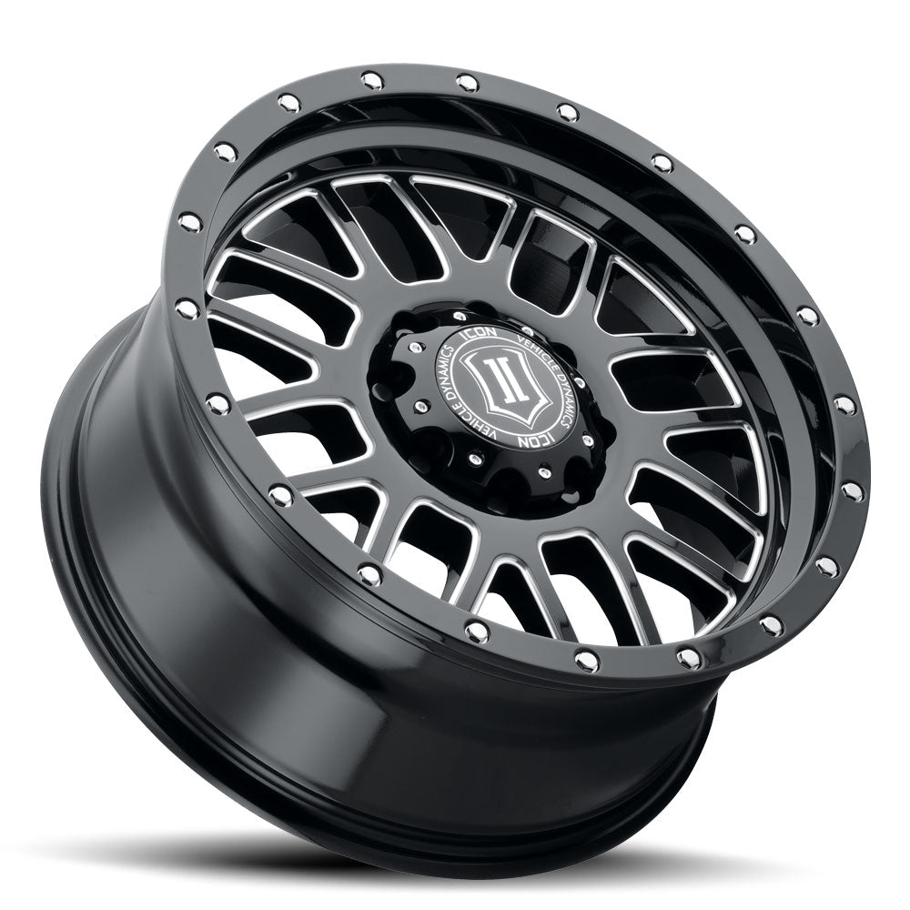 ICON Alloys Alpha, Gloss Black, Milled Windows, 20x9 / 5x150, 16mm OS, 5.625" BS