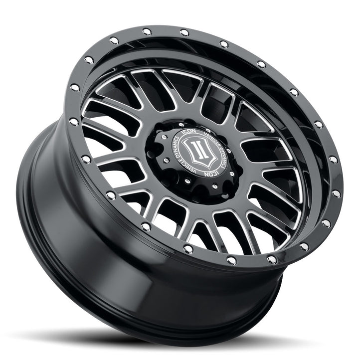 ICON Alloys Alpha, Gloss Black, Milled Windows, 20 x 9 / 8x180, 12mm Offset, 5.5" Backspace