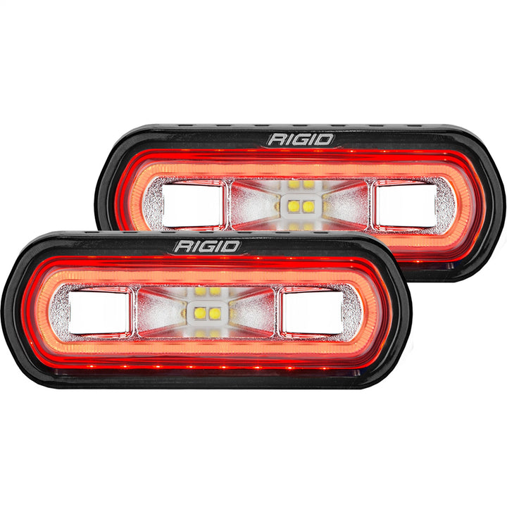RIGID Industries SR-L Series Off-Road Spreader Pod, 3 Wire, Surface Mount, Red Halo, Pair